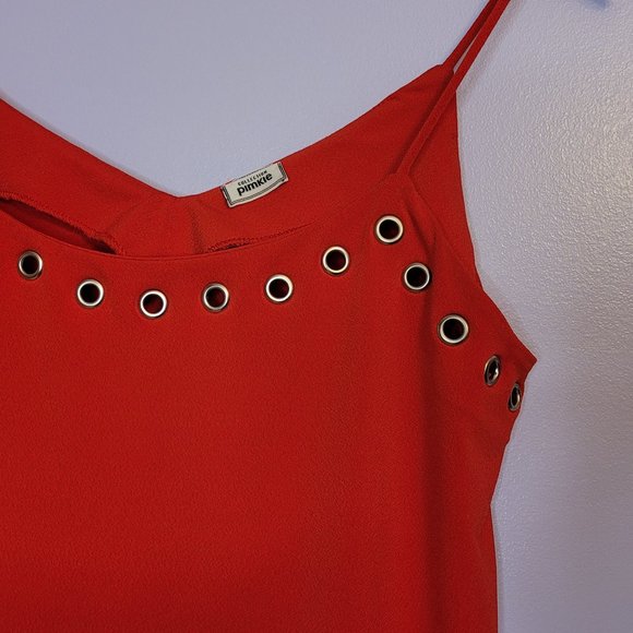 ๐ Pimkie Red Tank with Silver Eyelets - Picture 4 of 5